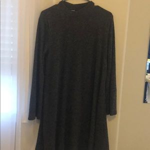 Dark grey mock neck sweater dress